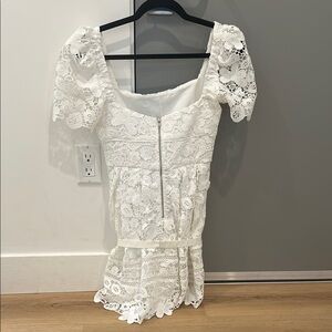 Self Portrait White Guipure Floral Lace Mini Dress